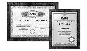 Сертификат и грамота MAPA